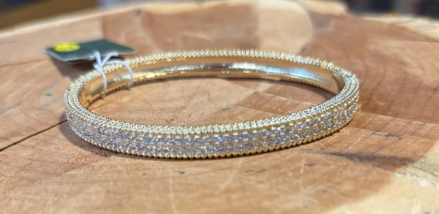 Gold + Rhinestone Bangle Bracelet