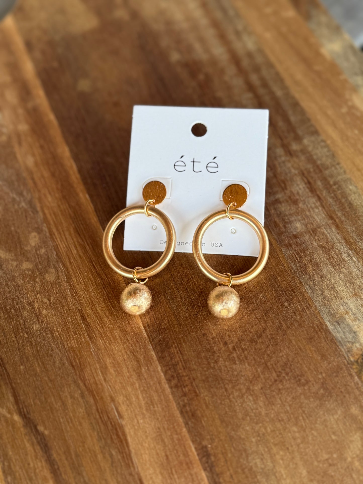 Matte Circle & Ball Charm Earrings