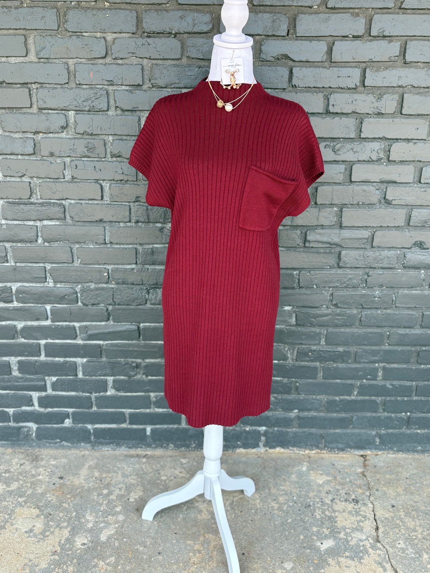 Maroon Attitude Sweater Dress by She + Sky