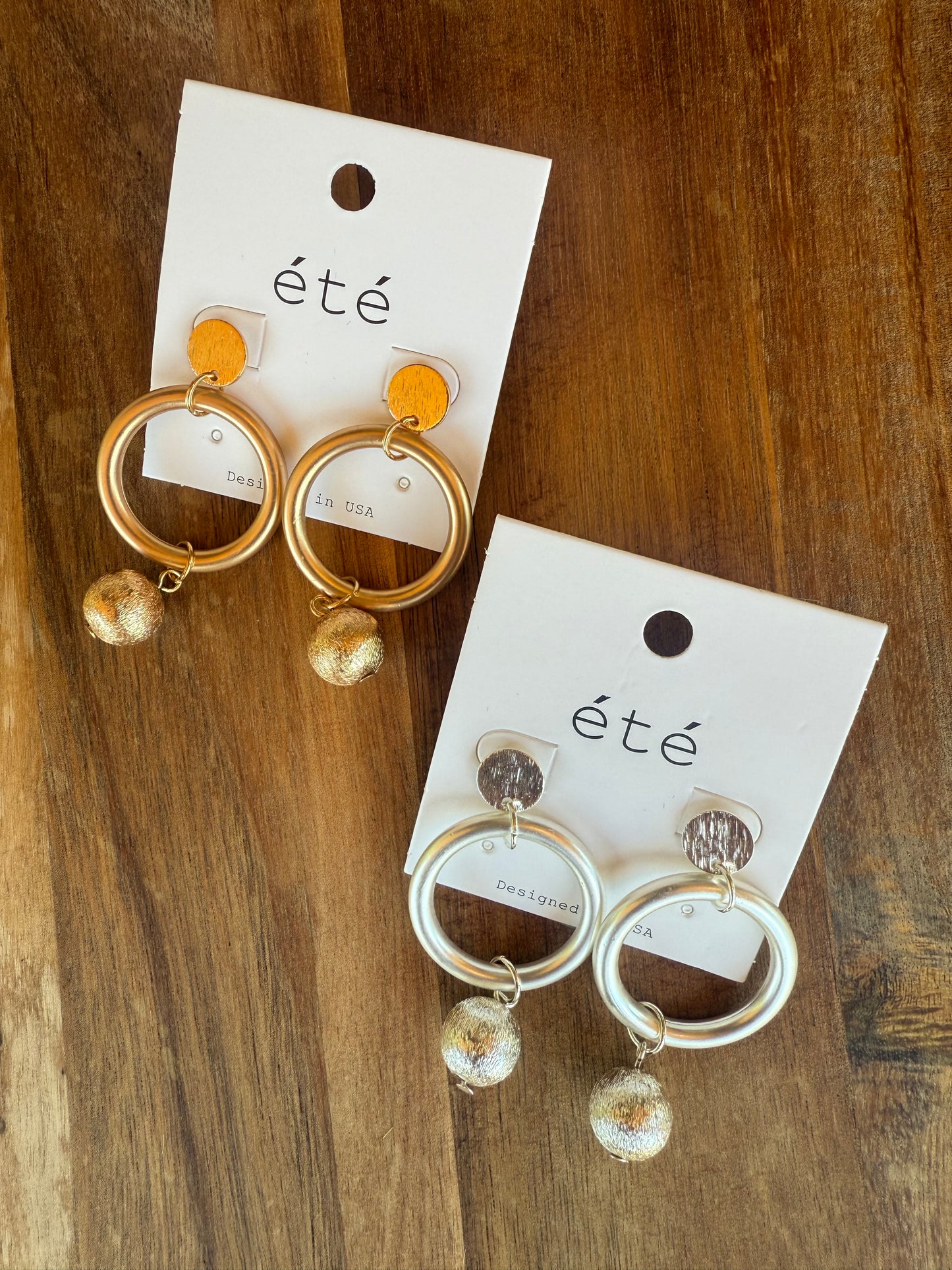 Matte Circle & Ball Charm Earrings