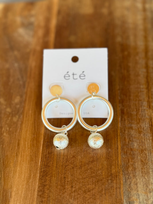 Matte Circle & Ball Charm Earrings