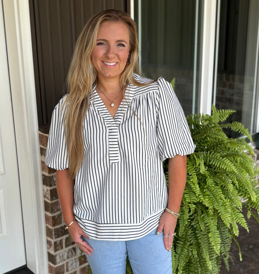 Stripes & Seersucker Top by She+Shy