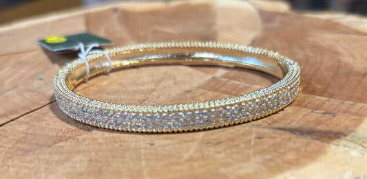 Gold + Rhinestone Bangle Bracelet