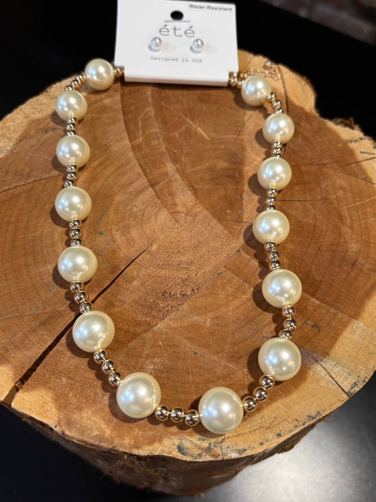 Chunky Pearl Necklace in Gold