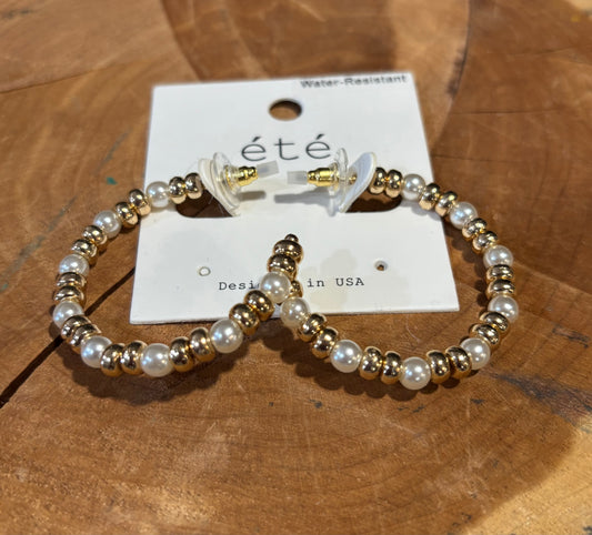 Gold & Pearl Hoops