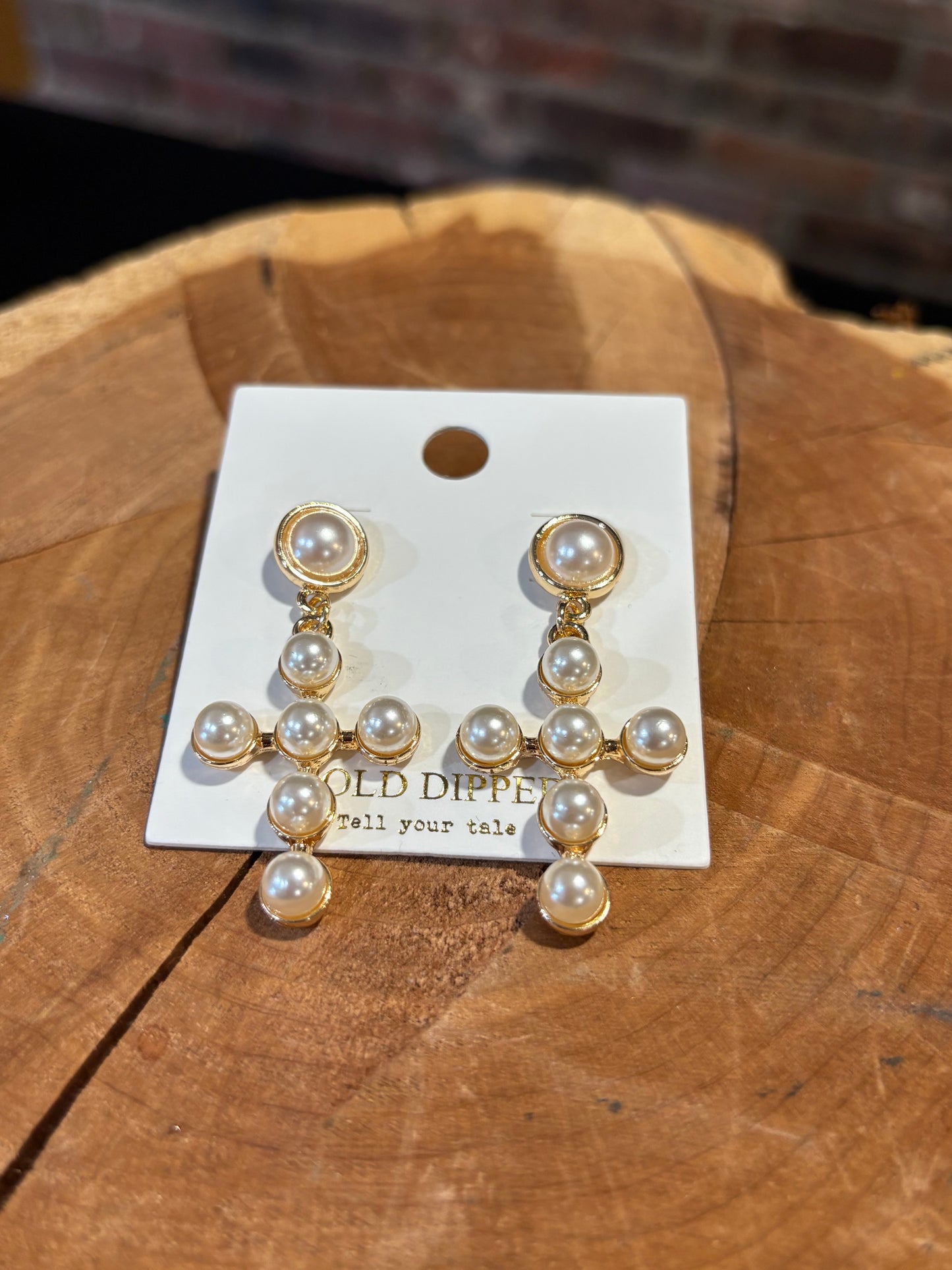 Large Pearl Cross Earrings