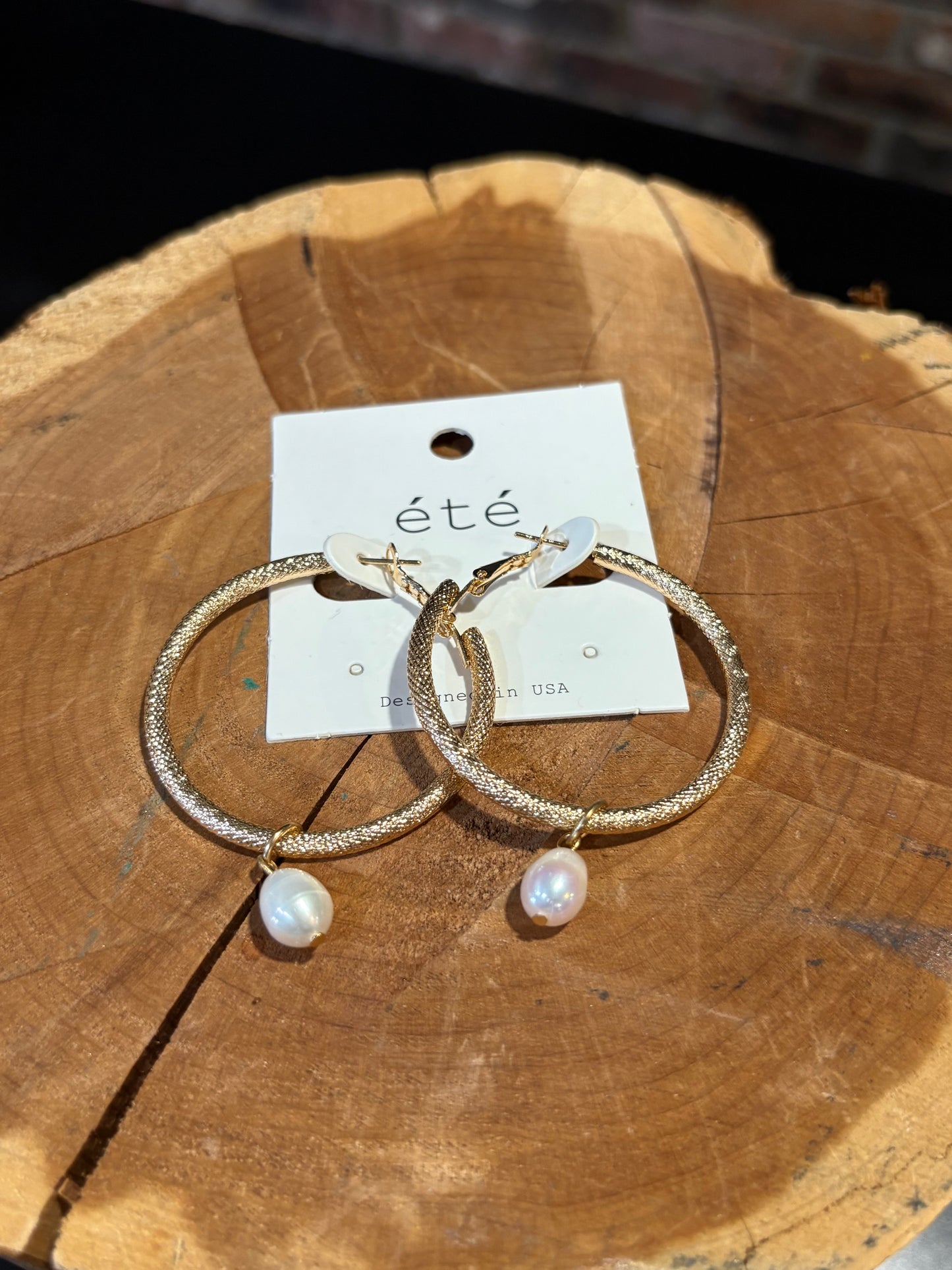 Diamond Cut Pearl Drop Earrings