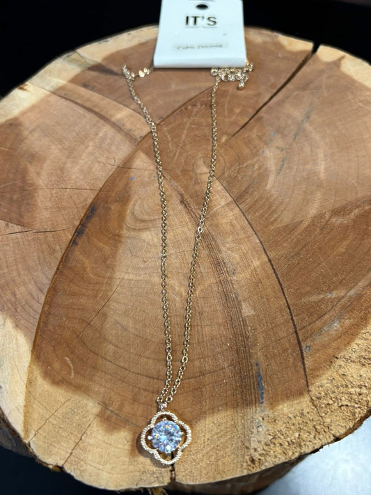 Rhinestone Clover Necklace