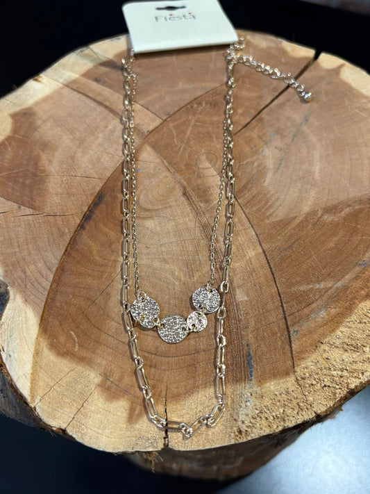 Dainty Double Layer Gold Medallion Necklace