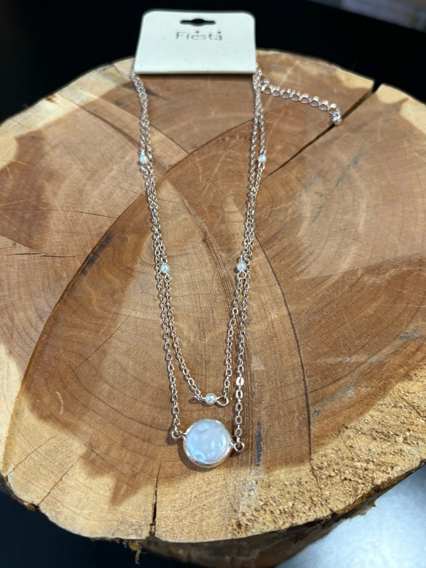 Dainty Double Layer Flat Pearl Necklace