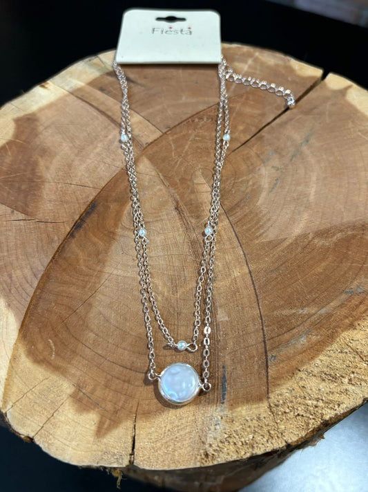 Dainty Double Layer Flat Pearl Necklace