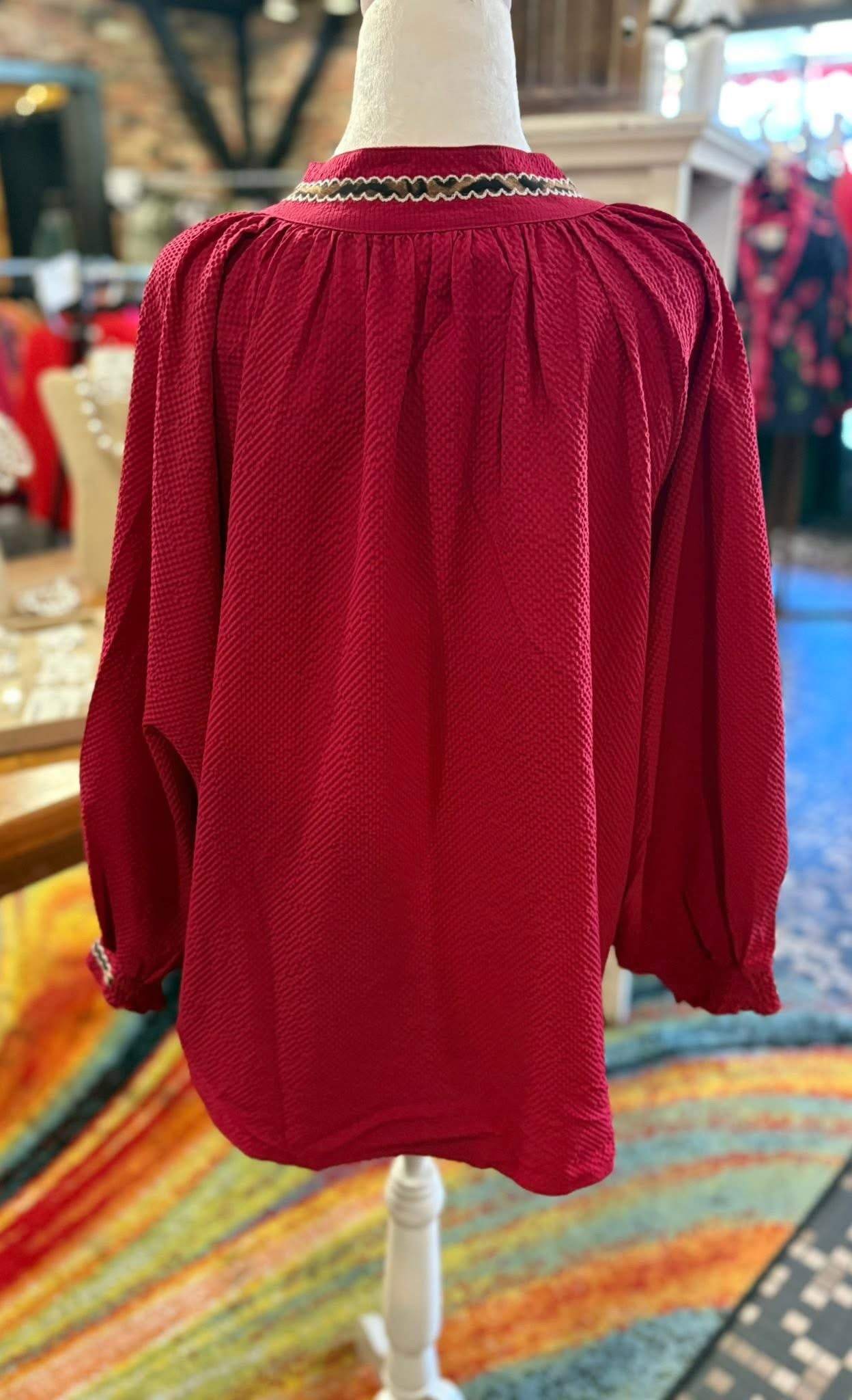 Touch of Leopard Top in Cranberry