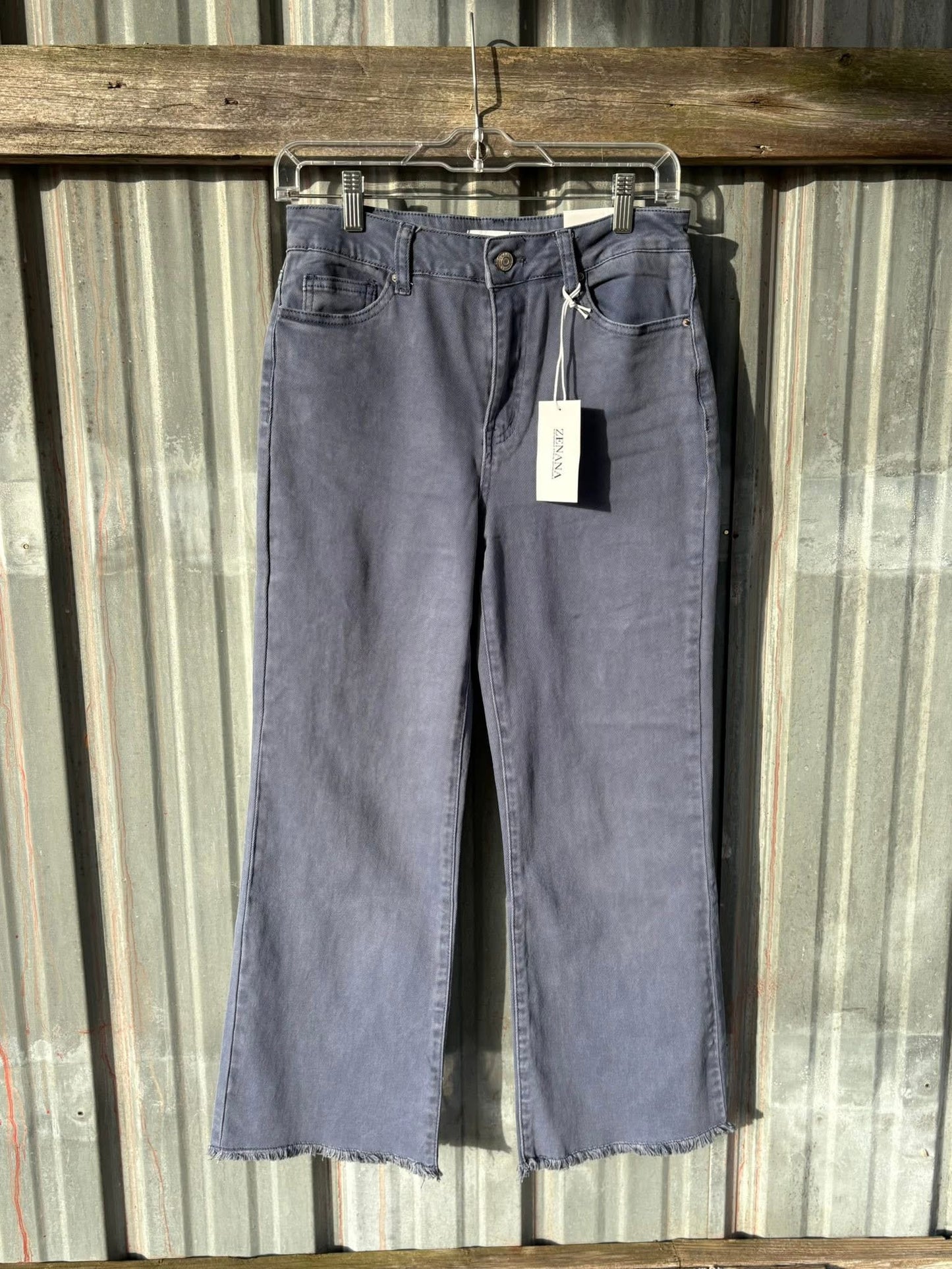 Zenana Frayed Straight Leg Jean